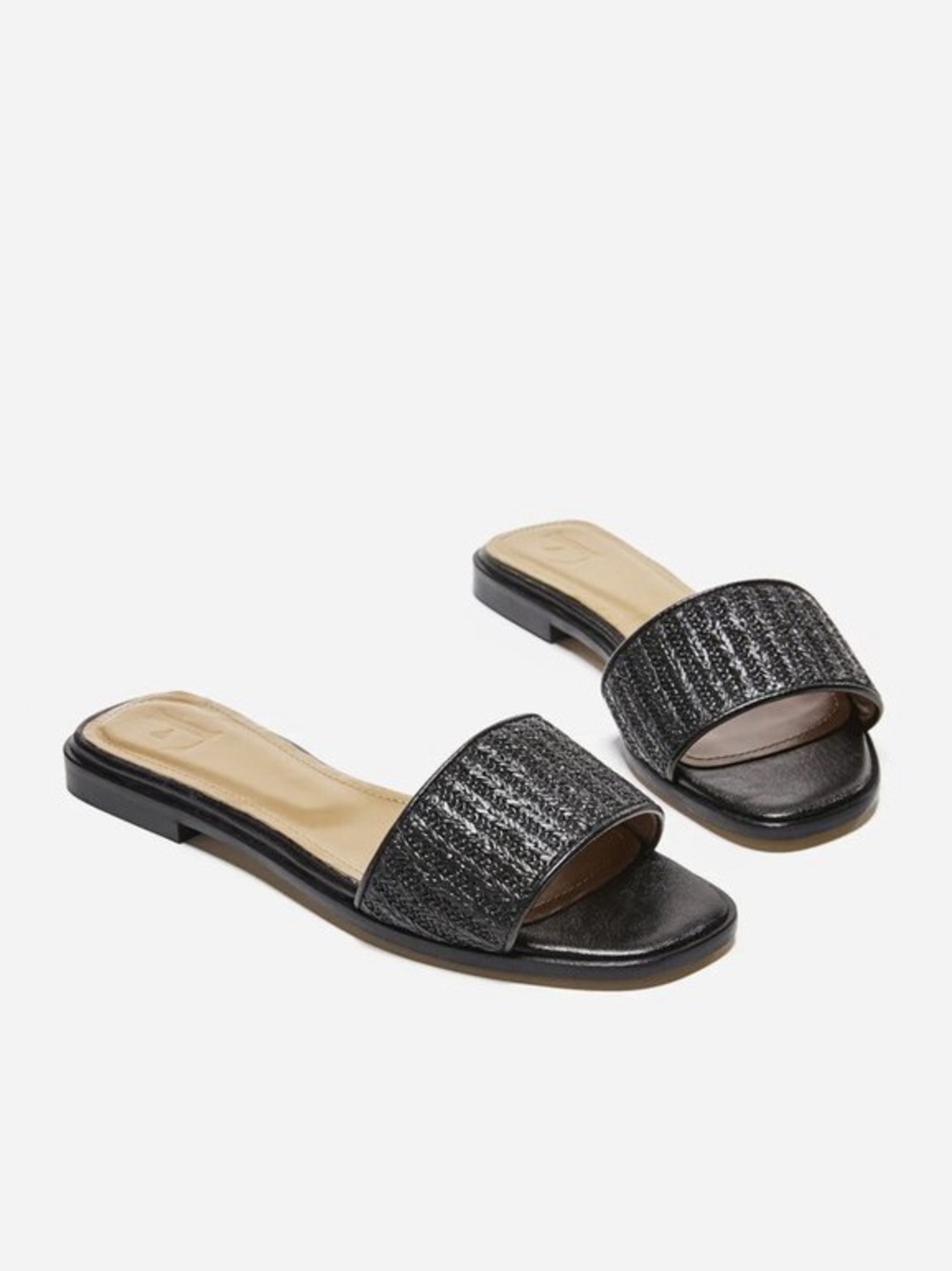 Flattered Black/Straw Marley Slides